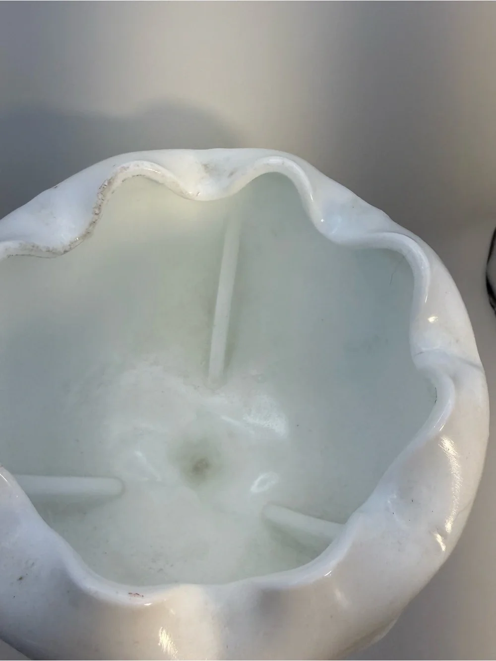 Vintage Milk Glass Compote Candy Pedestal Dish Quilted Duette Pattern 9” Cottage